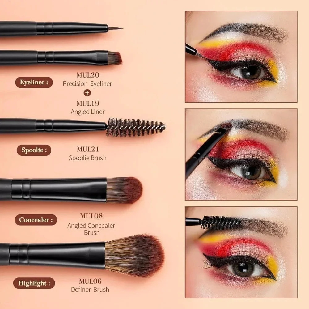 Jessup Eye Brushes Set,  Vegan Makeup Brushes 16pcs Premium Synthetic Black T272 - Picture 5 of 9